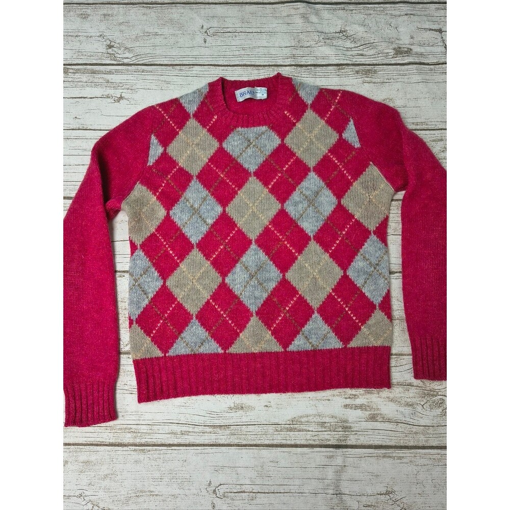 Braemar Vintage 100% Wool Argyle Preppy Sweater Size Women 38